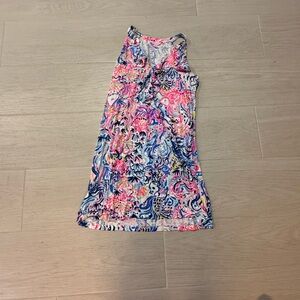 Lilly Pulitzer Shay Sleeveless Dress V Neck with Ruffle, Knee Length